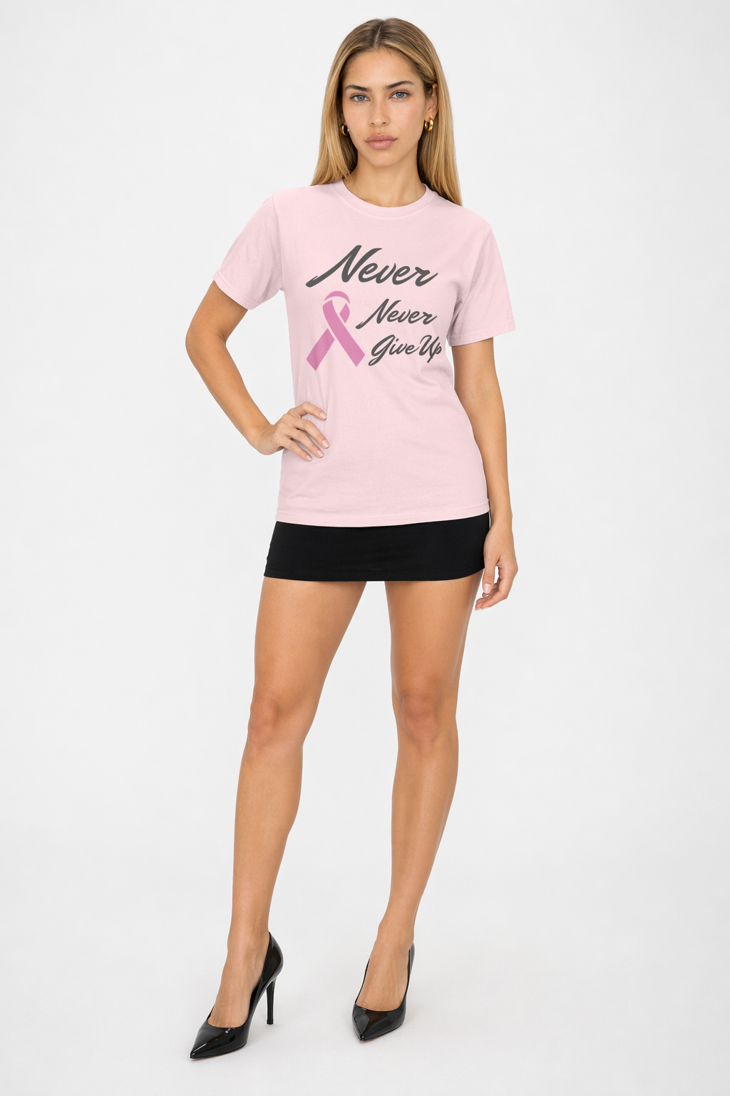 Pink Ribbon Awareness T-Shirt - A Reminder to Persevere Soft Pink