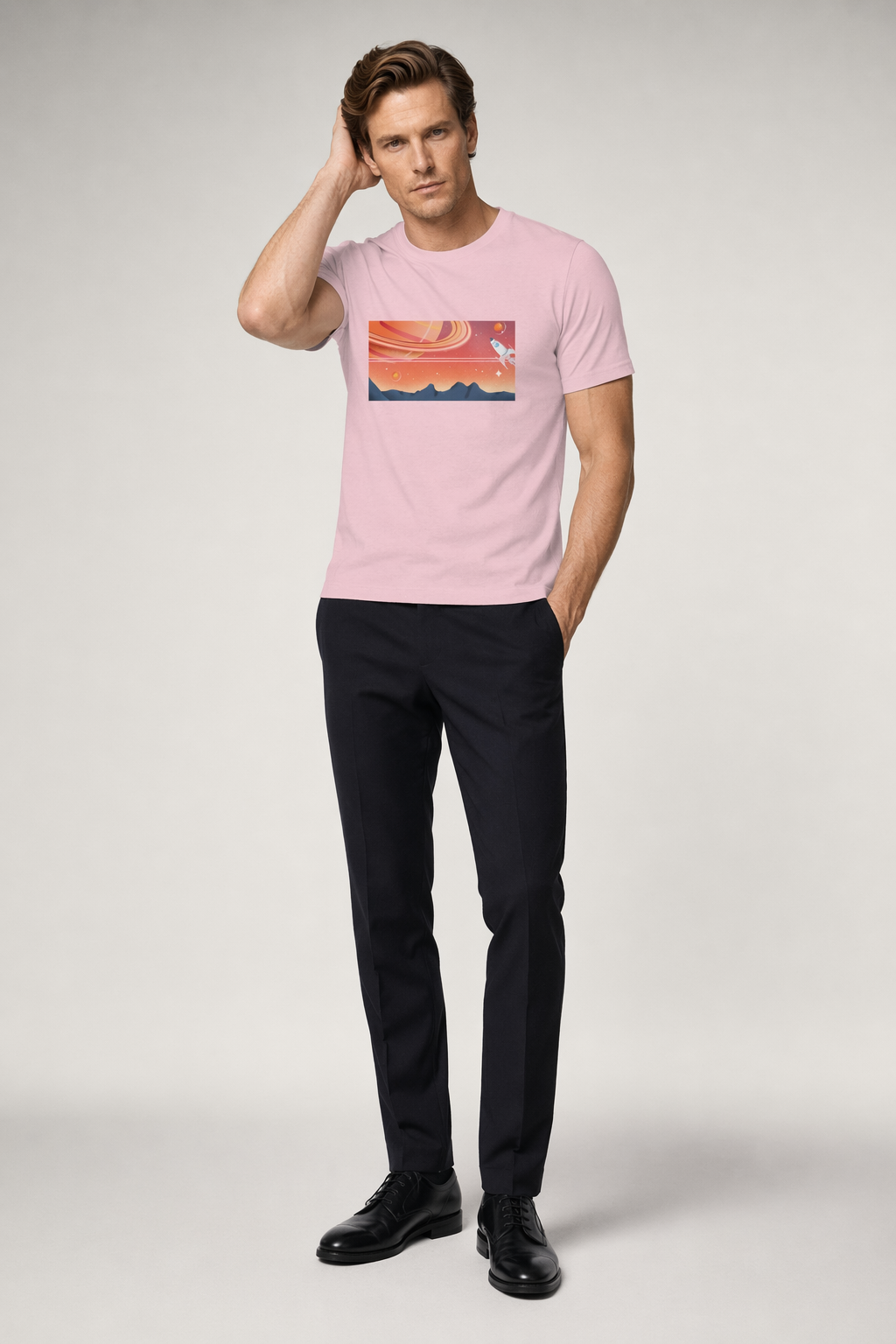 Men's Galactic Block Short-sleeved T-Shirt Pink