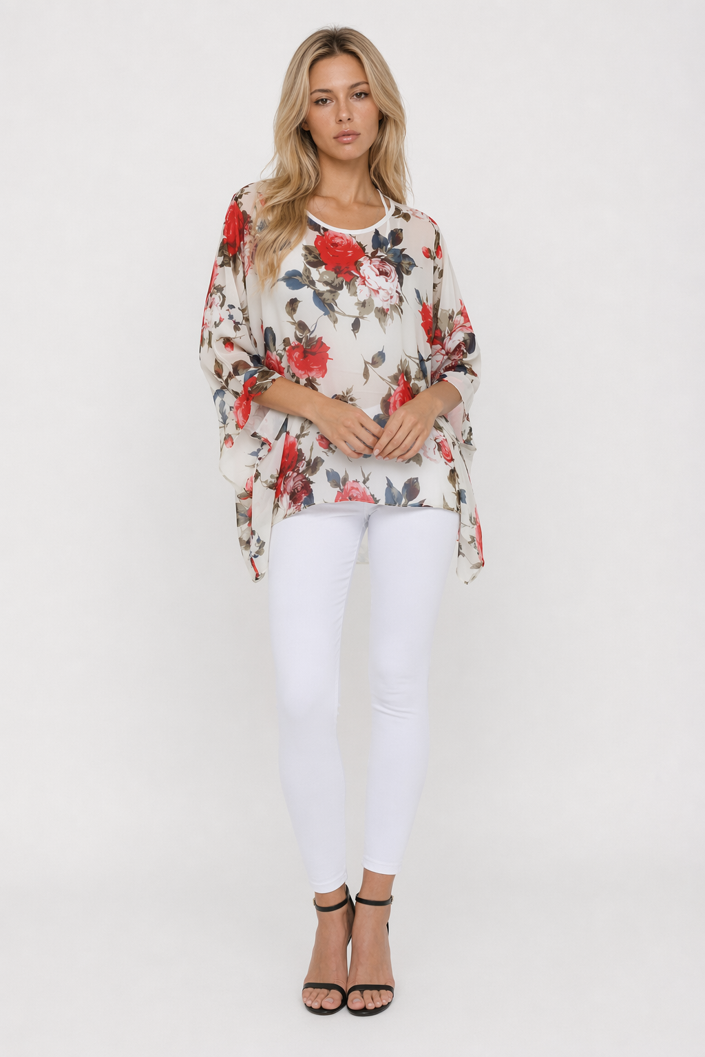 Floral Print Chiffon Top for Women Default