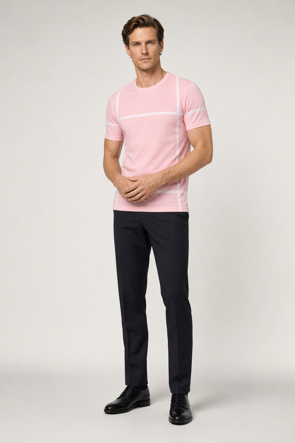 Printed Lines Men's T-Shirt Pink