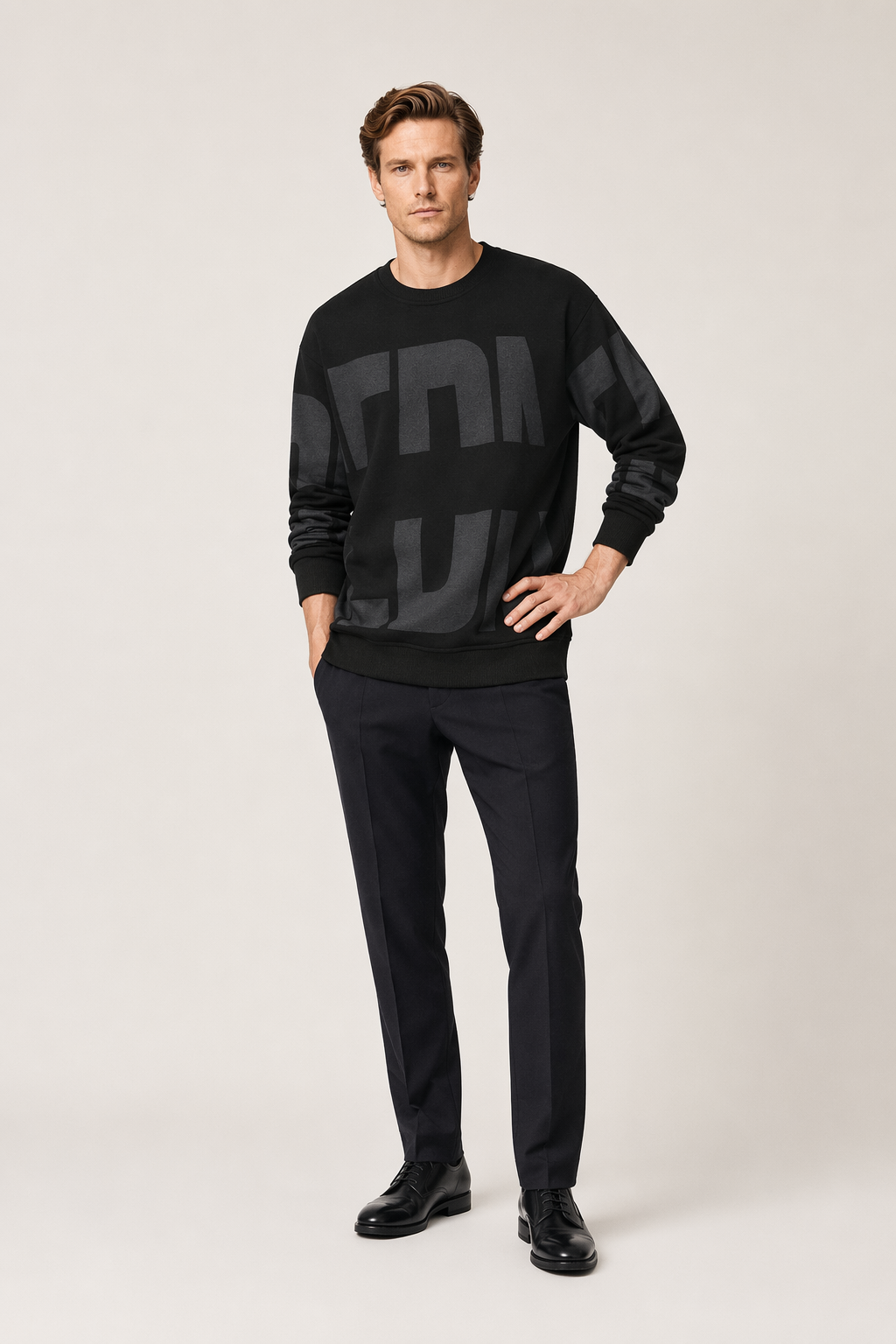 Stylish Logo Sweatshirt for Men in 3 Color Options Black