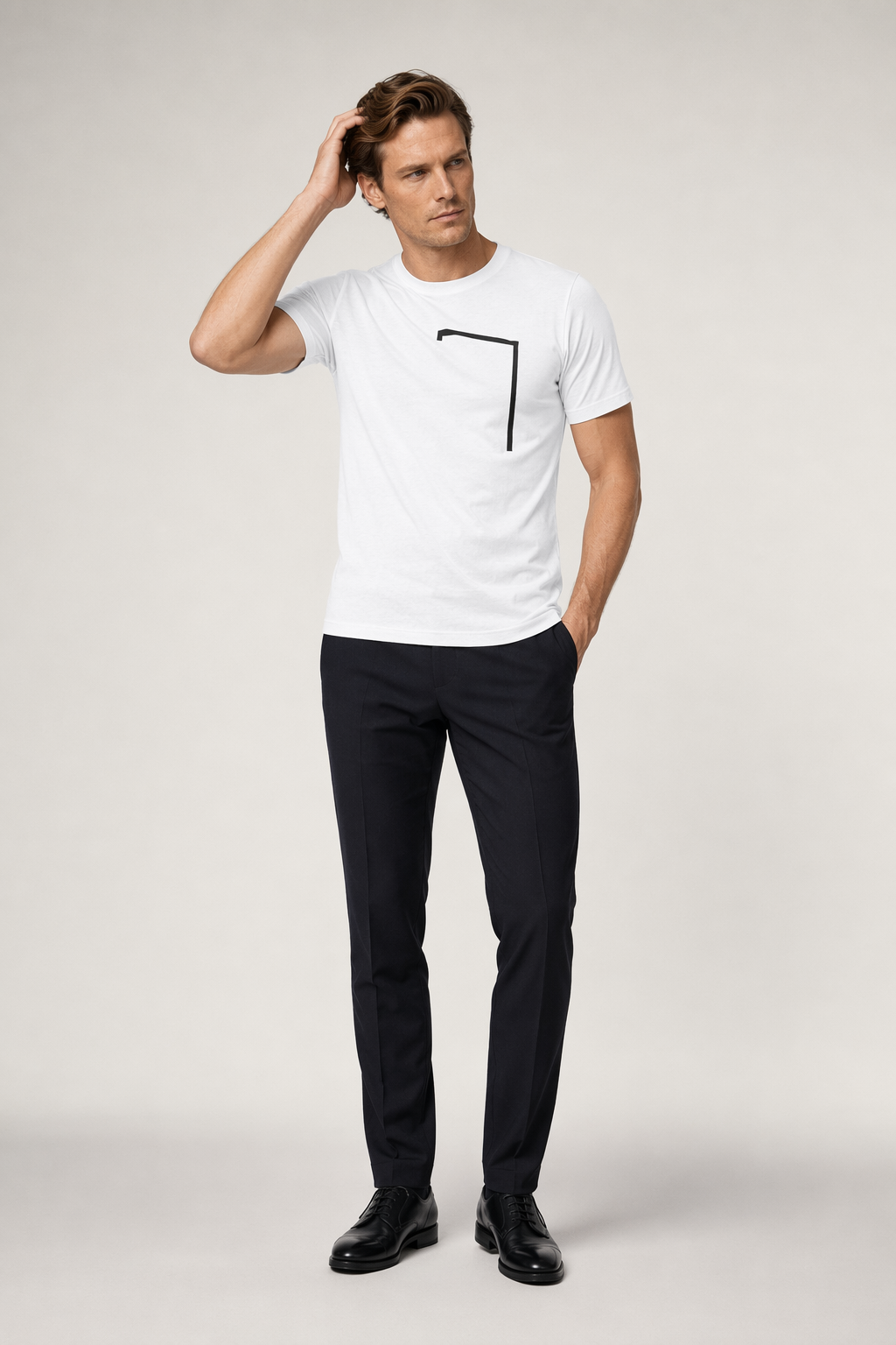 Angle Shaped Men's Tee: A Unique Twist to Your Style Solid White Blend
