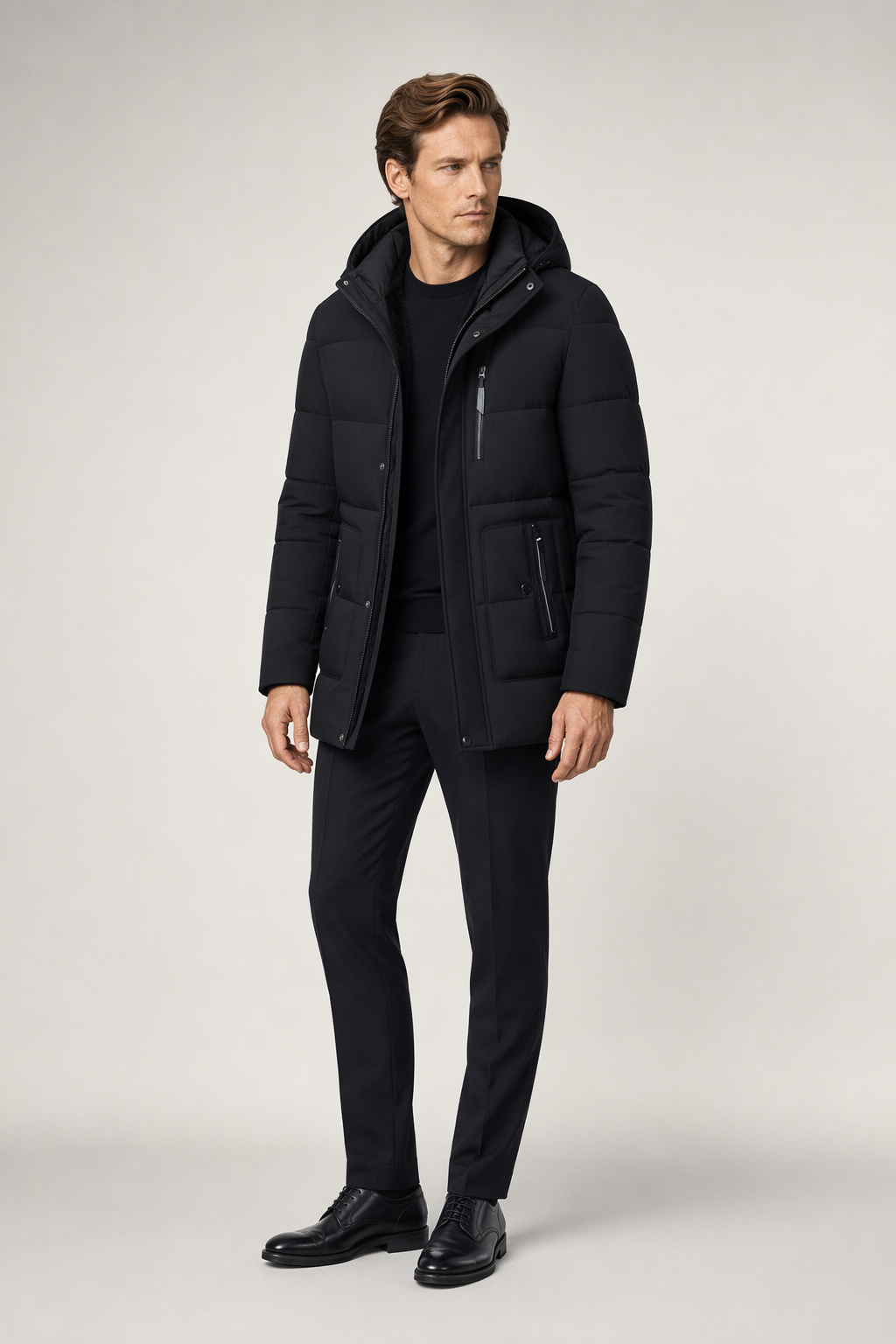 Winter Coat with Detachable Hood for Men Default