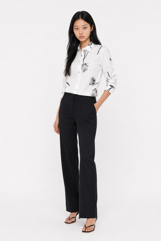 Floral Korean-Inspired Blouse for Women White