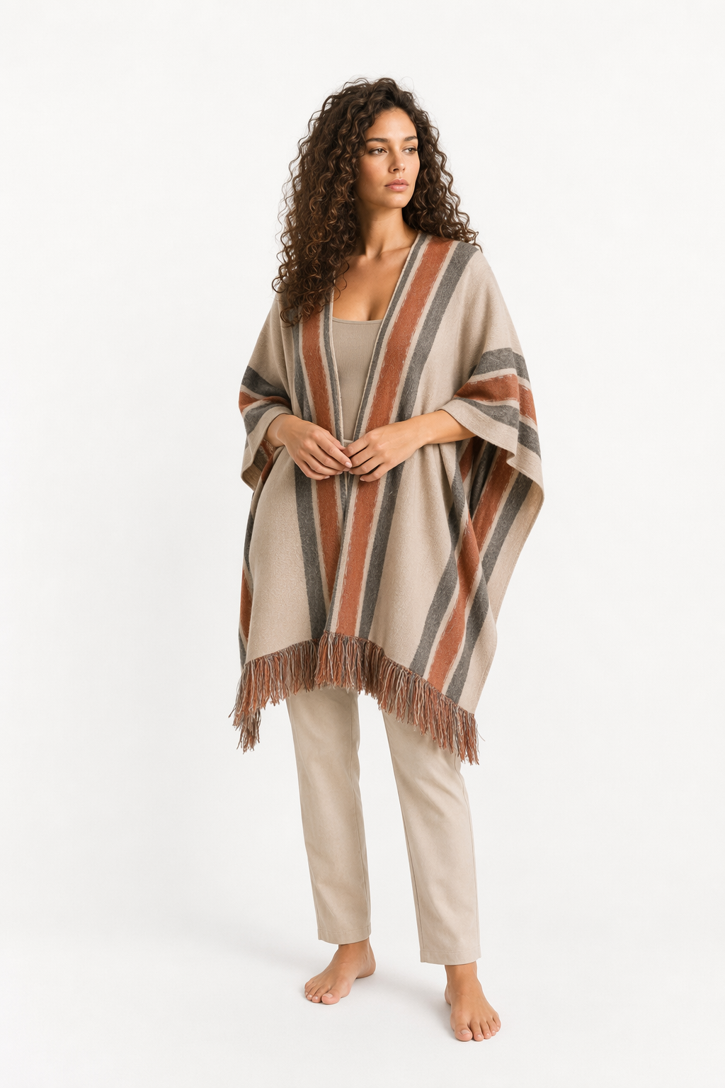Ladies' Loose Fit Open Front Batwing Shawl Default