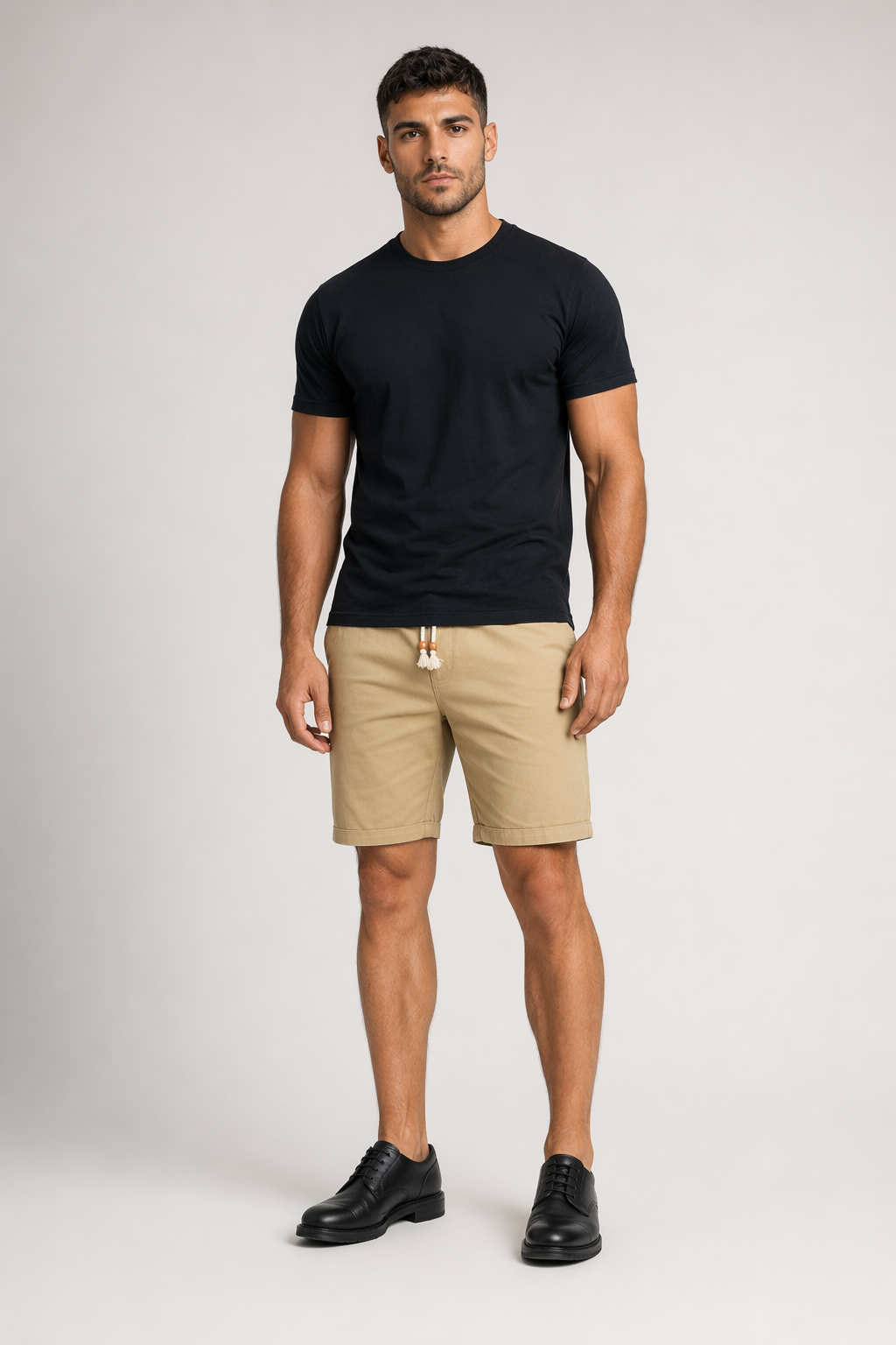 Casual Drawstring Shorts for Men Khaki