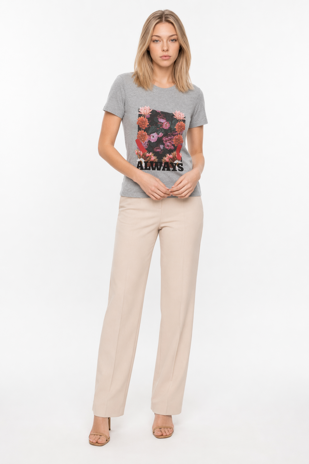 Short Sleeve Jersey Tee with a Floral Grunge Twist Athletic Heather
