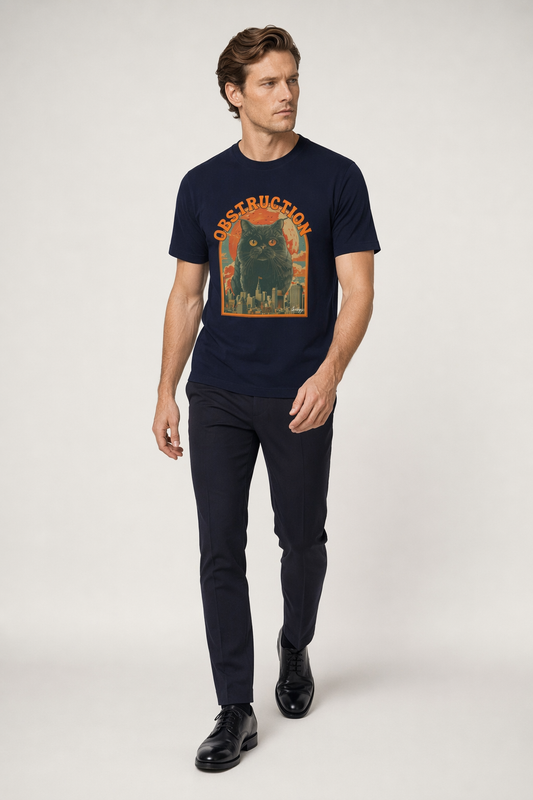 Obstructive Feline Vintage Tee Navy