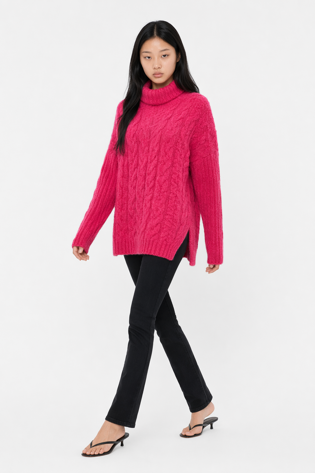 Turtle Neck Women's Sweater - Timeless and Elegant Pink