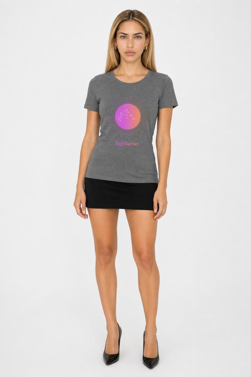 Gradient Zodiac T-Shirt for Women: Embrace Your Inner SAGITTARIUS! Deep Heather
