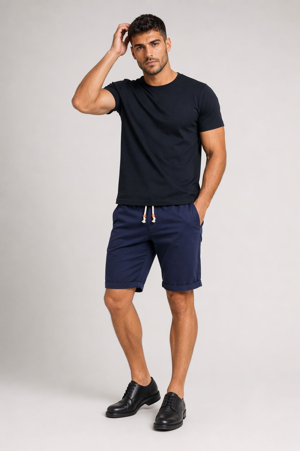 Casual Drawstring Shorts for Men Navy