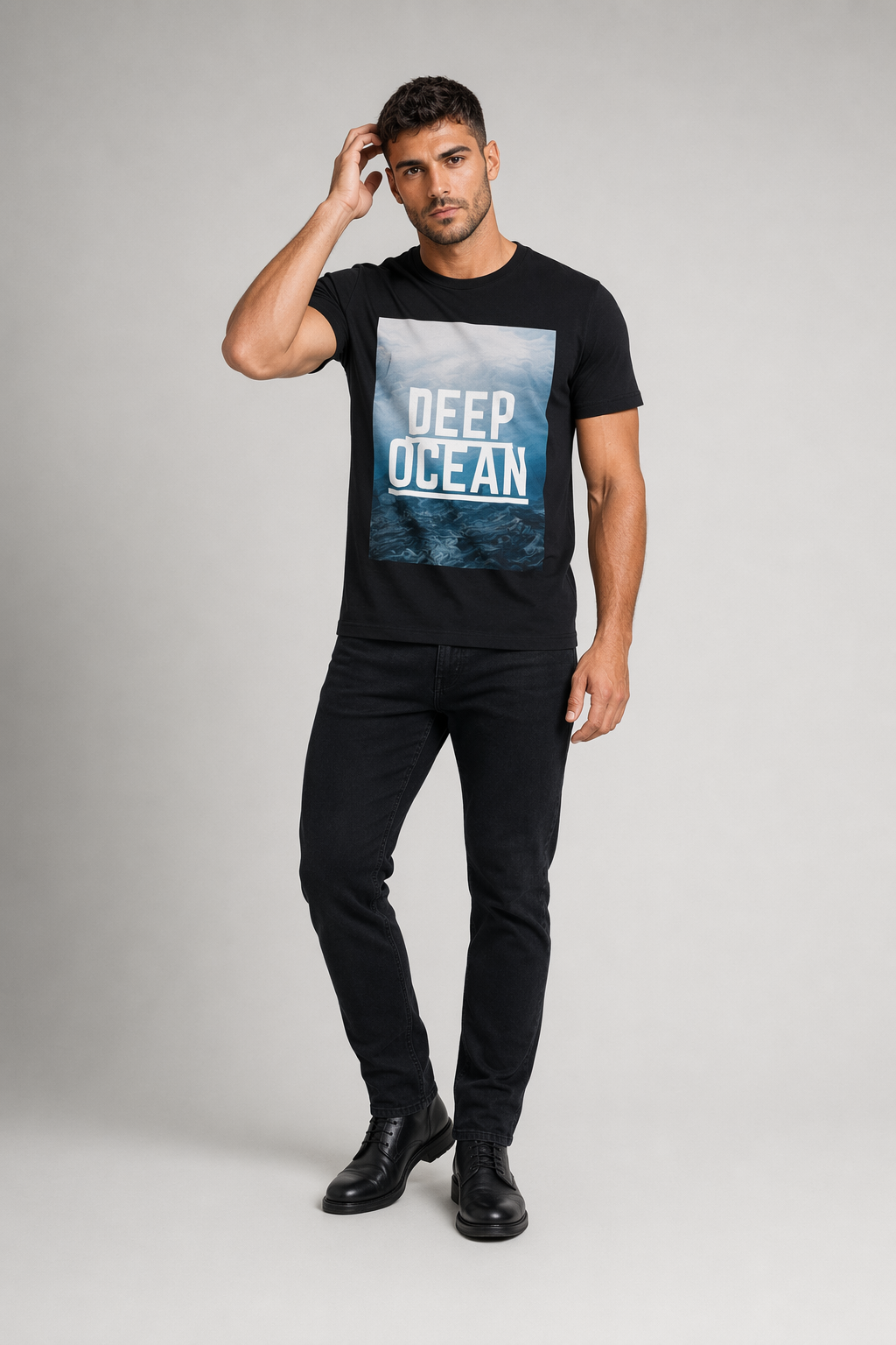 Ocean Logo Tee for Men Black