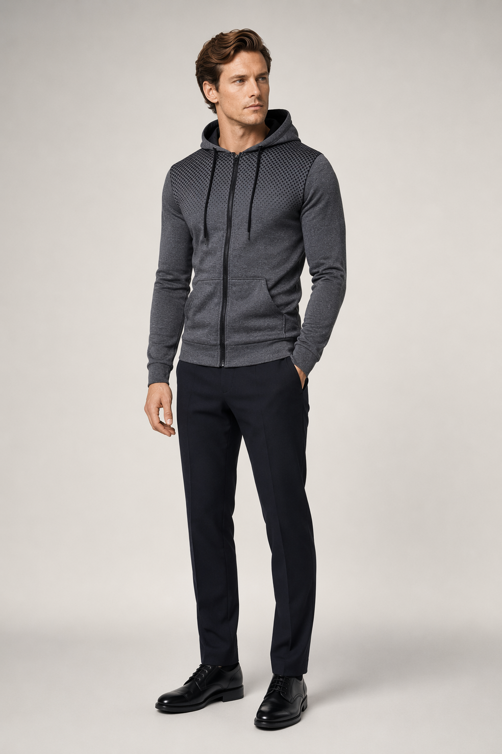 Lightweight Zip-Up Hoodie for Men Gray