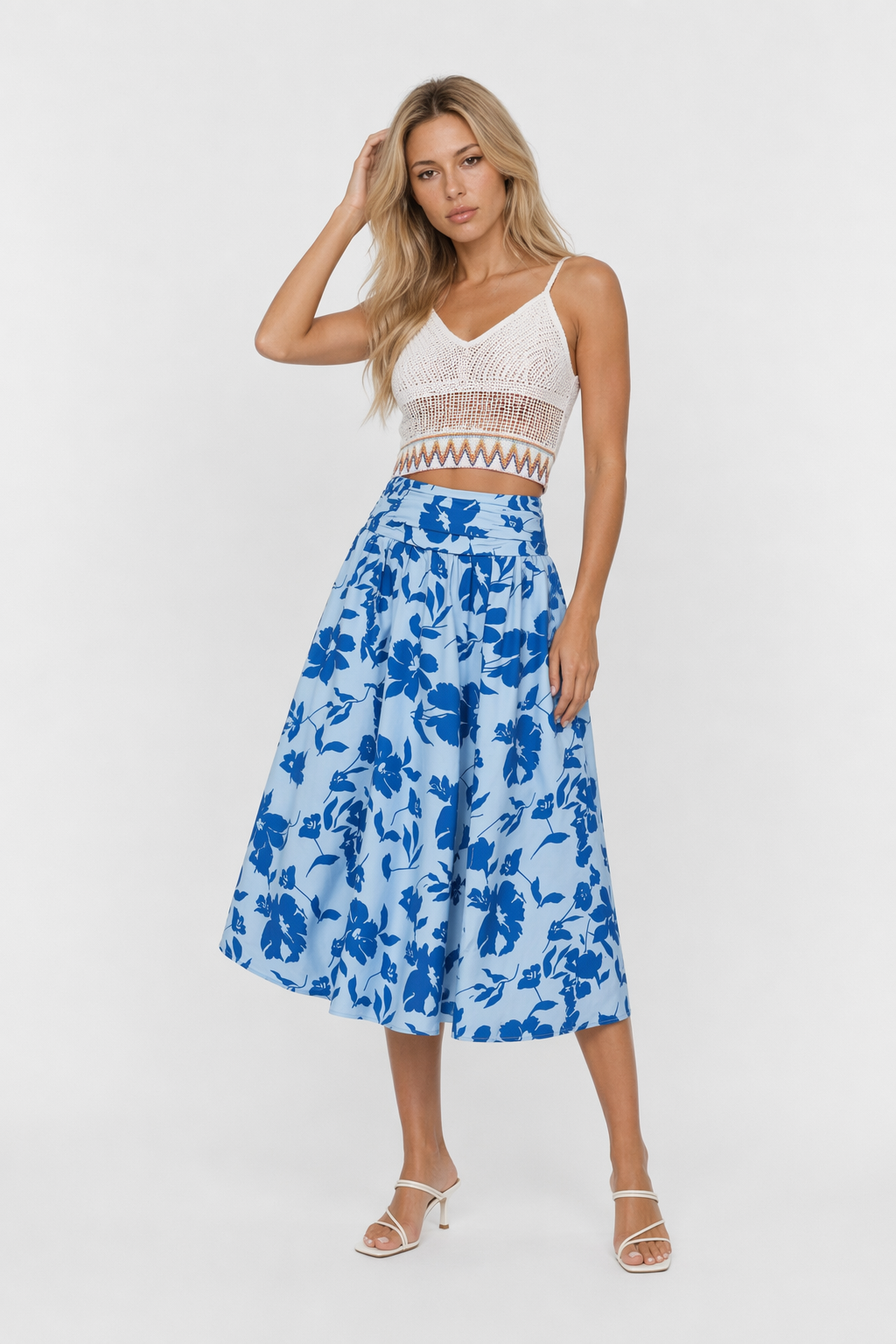 Casual Summer Floral Skirt for Women - Flowy and Distinct Blue