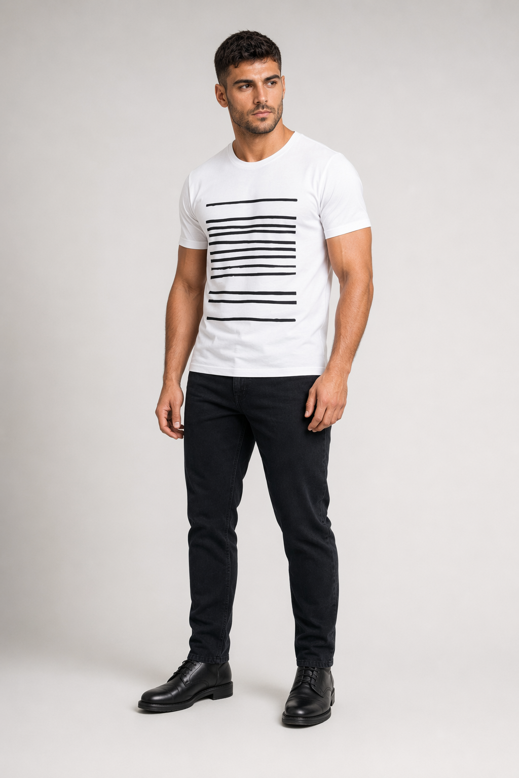 Horizontal Lines Men's Tee White
