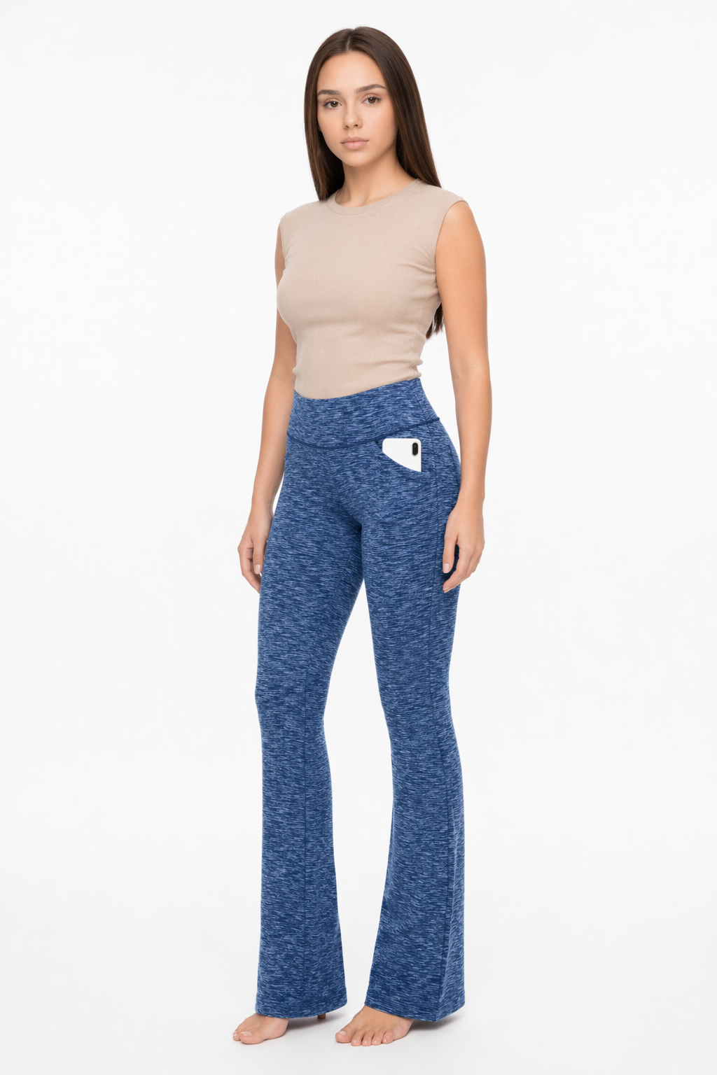 Flattering Straight Flare Yoga Leggings with a High Waist LZ-Blue
