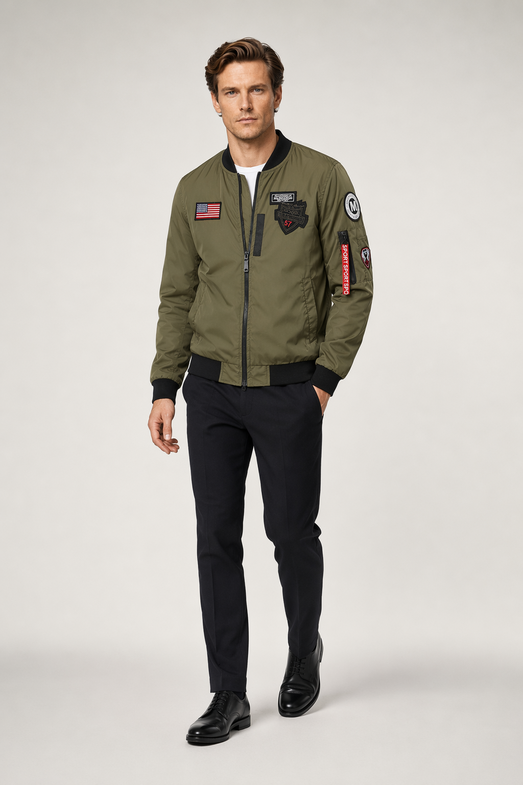 Zip-Tag Men's Bomber Jacket Army Green