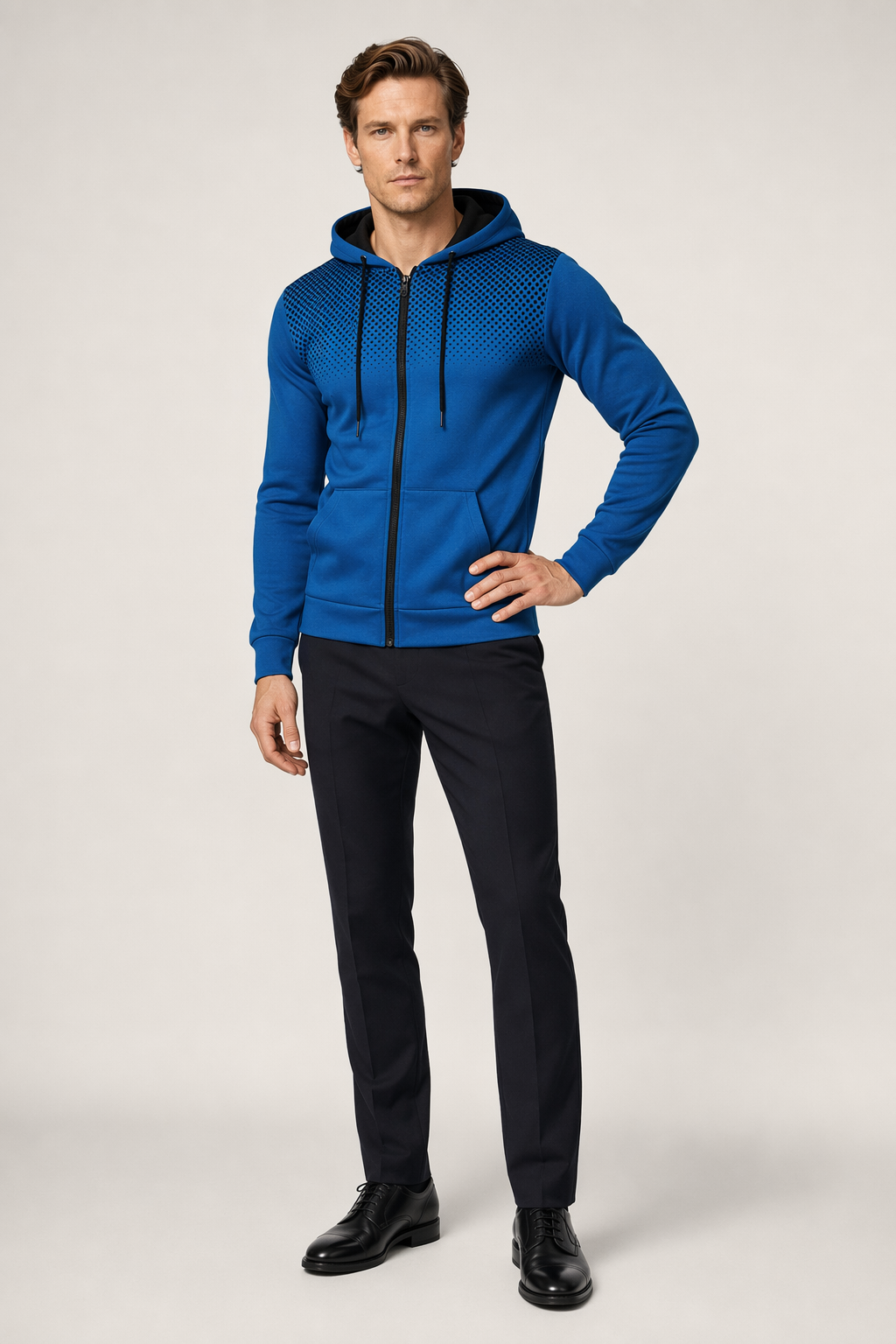 Lightweight Zip-Up Hoodie for Men Blue