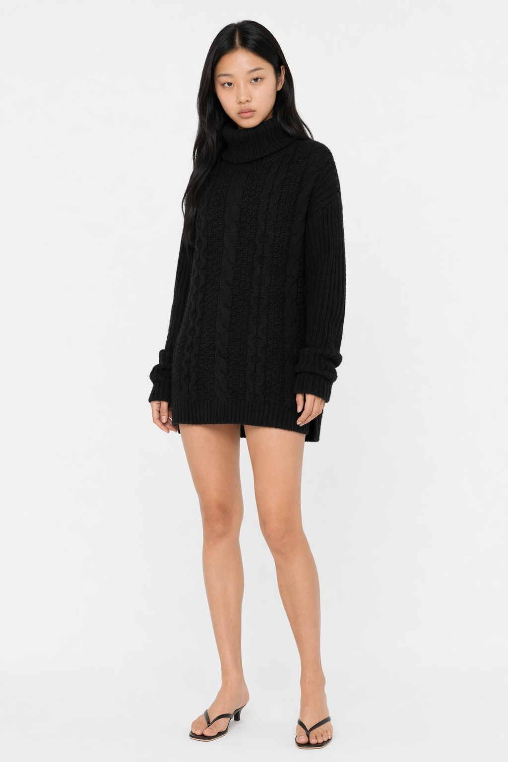 Turtle Neck Women's Sweater - Timeless and Elegant Black