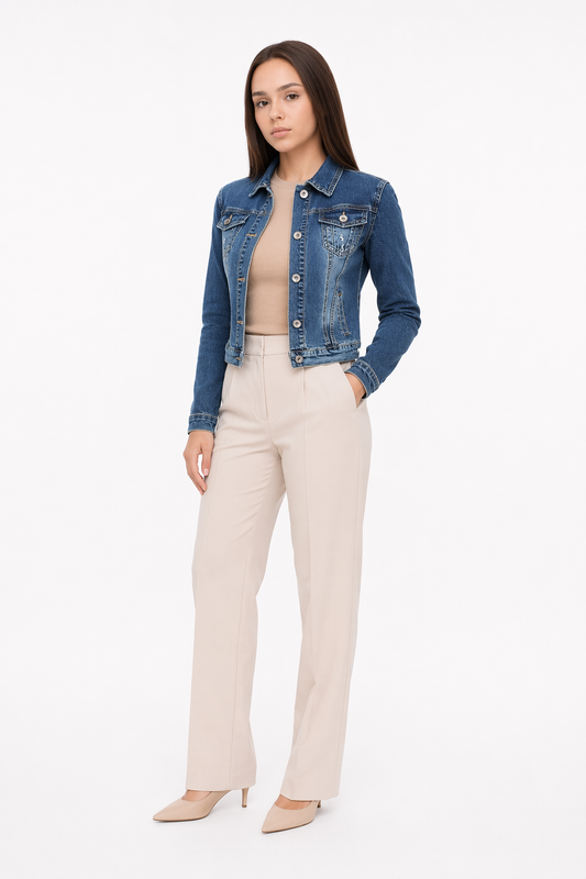 Cropped Denim Jacket for Women Default