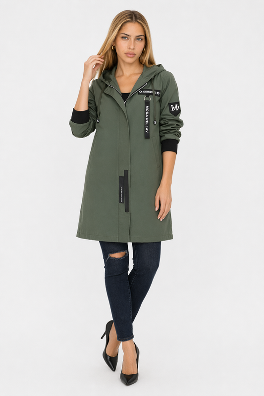 Army Green Women's Zip-Up Casual Hoodie Default