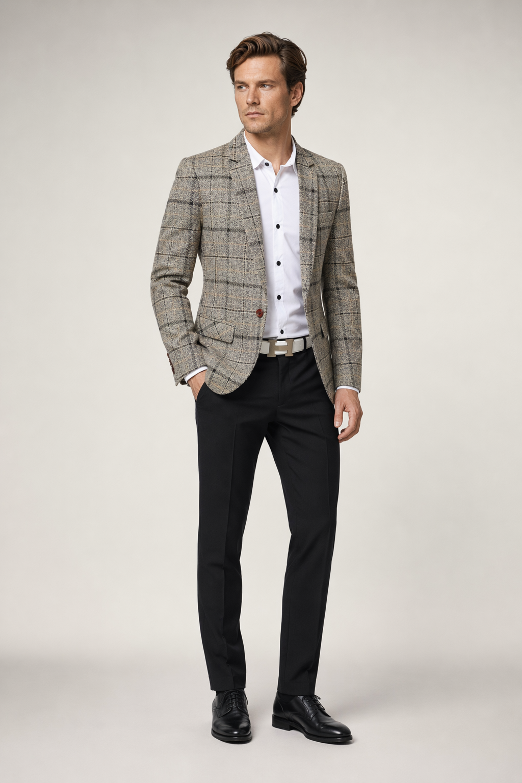 Plaid Mix Men's Jacket Khaki