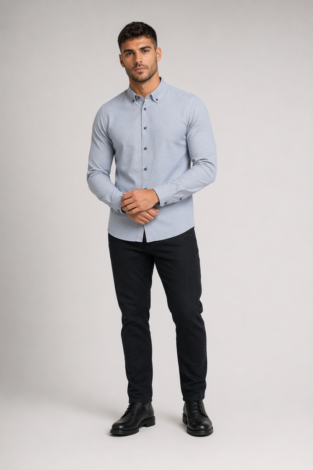 Long Sleeve Oxford Shirt for Men - Updated Title Gray
