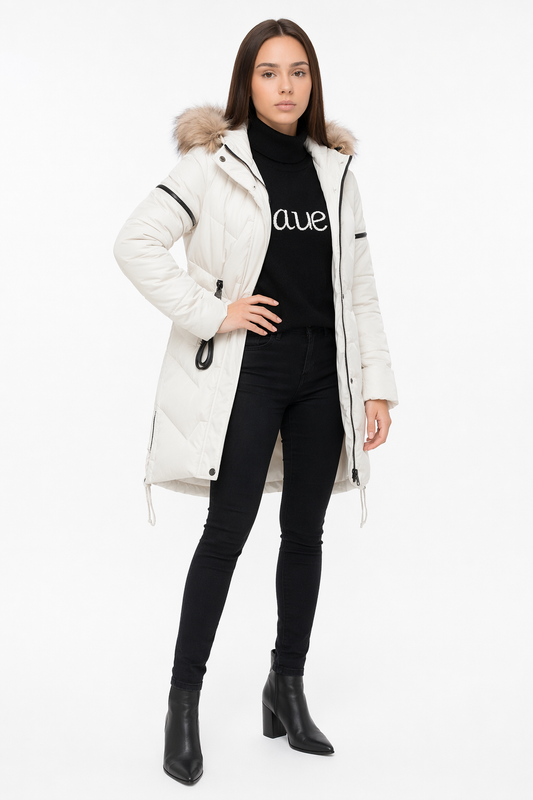 Faux Fur Hooded Women's Casual Puffer Jacket Default