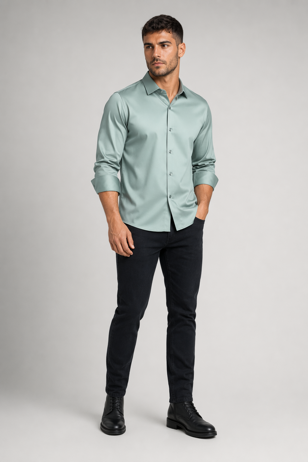 Wrinkle-Free Men's Shirt with Button Front 8
