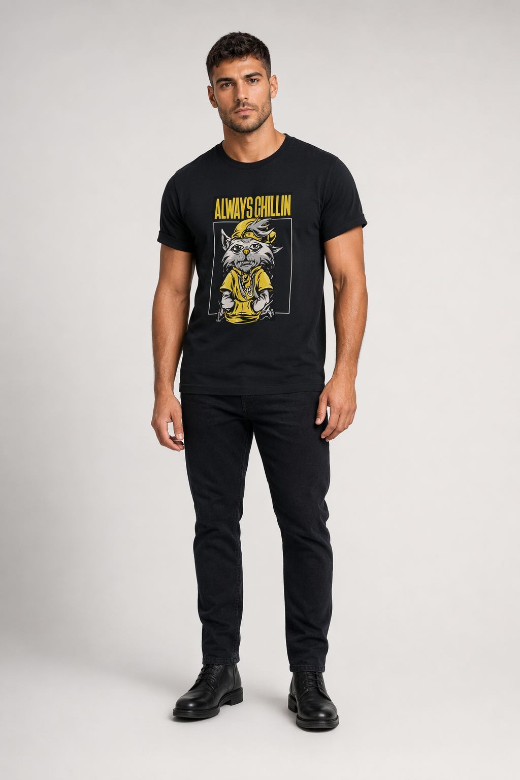 Men's Forever Relaxed Graphic Tee Solid Black Blend