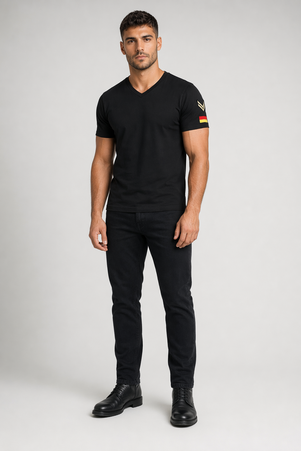 Army Badge Slim Fit Men's Tee Black