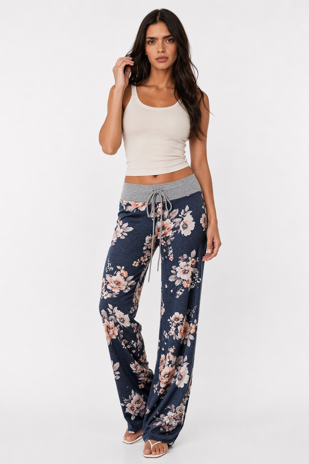 Flexible Women's Casual Trousers Navy