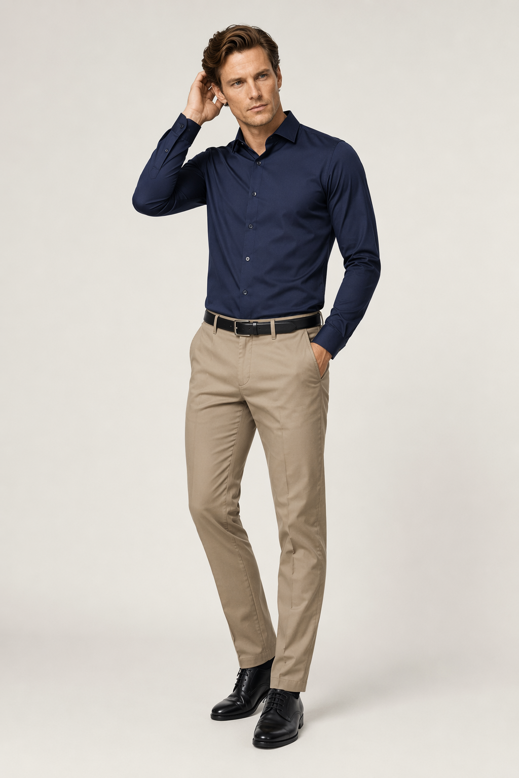 Slim Fit Button-Up Shirt for Men - Stylish and Modern Design Navy