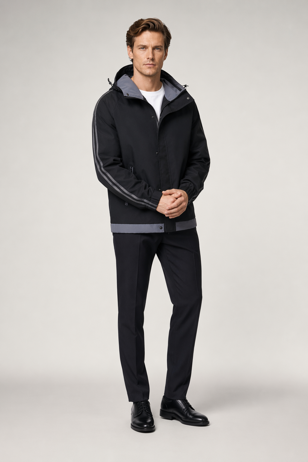 Windproof Hooded Jacket for Men Black