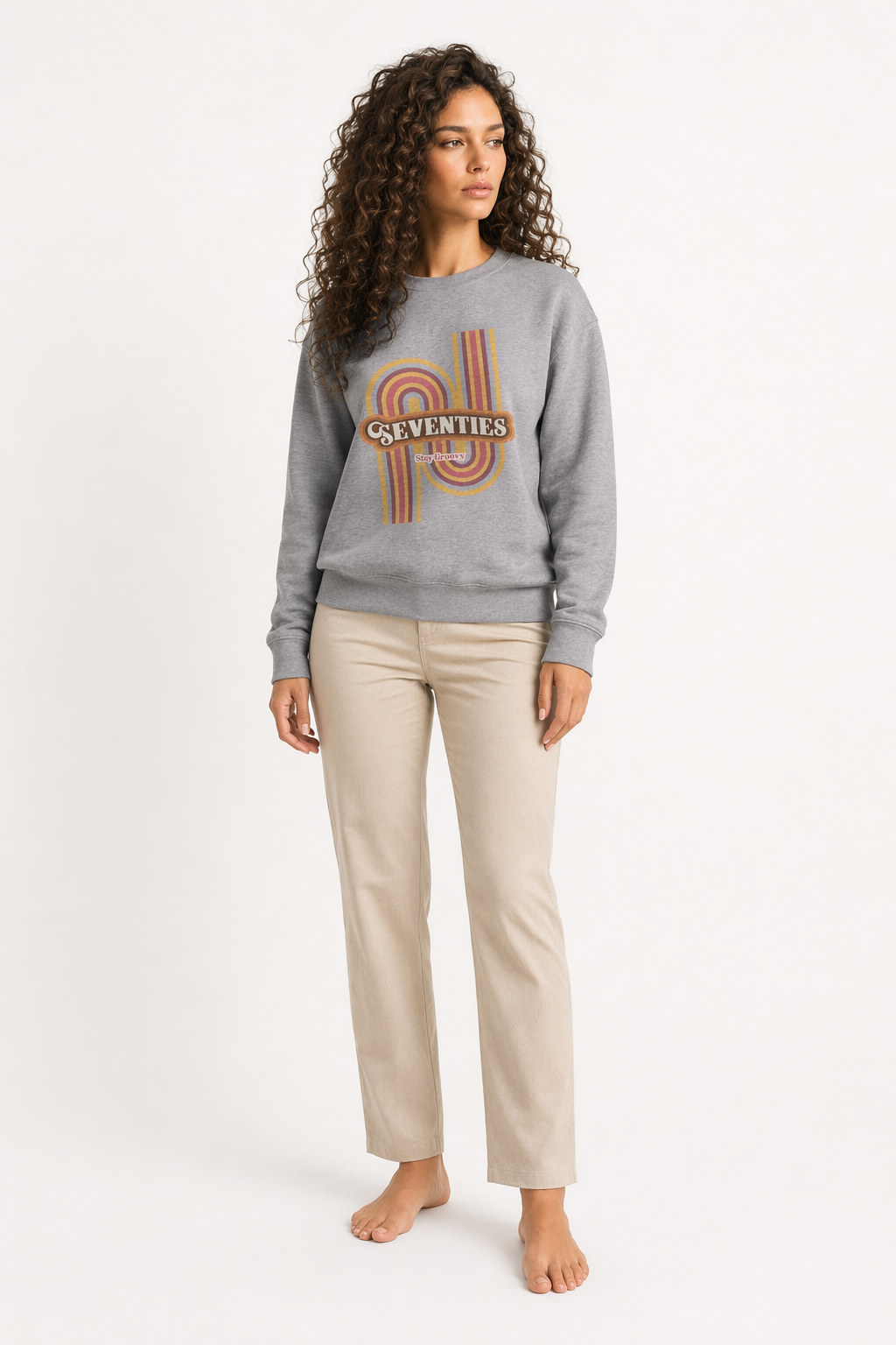 Retro 1970's Women's Crewneck Sweatshirt Sport Grey