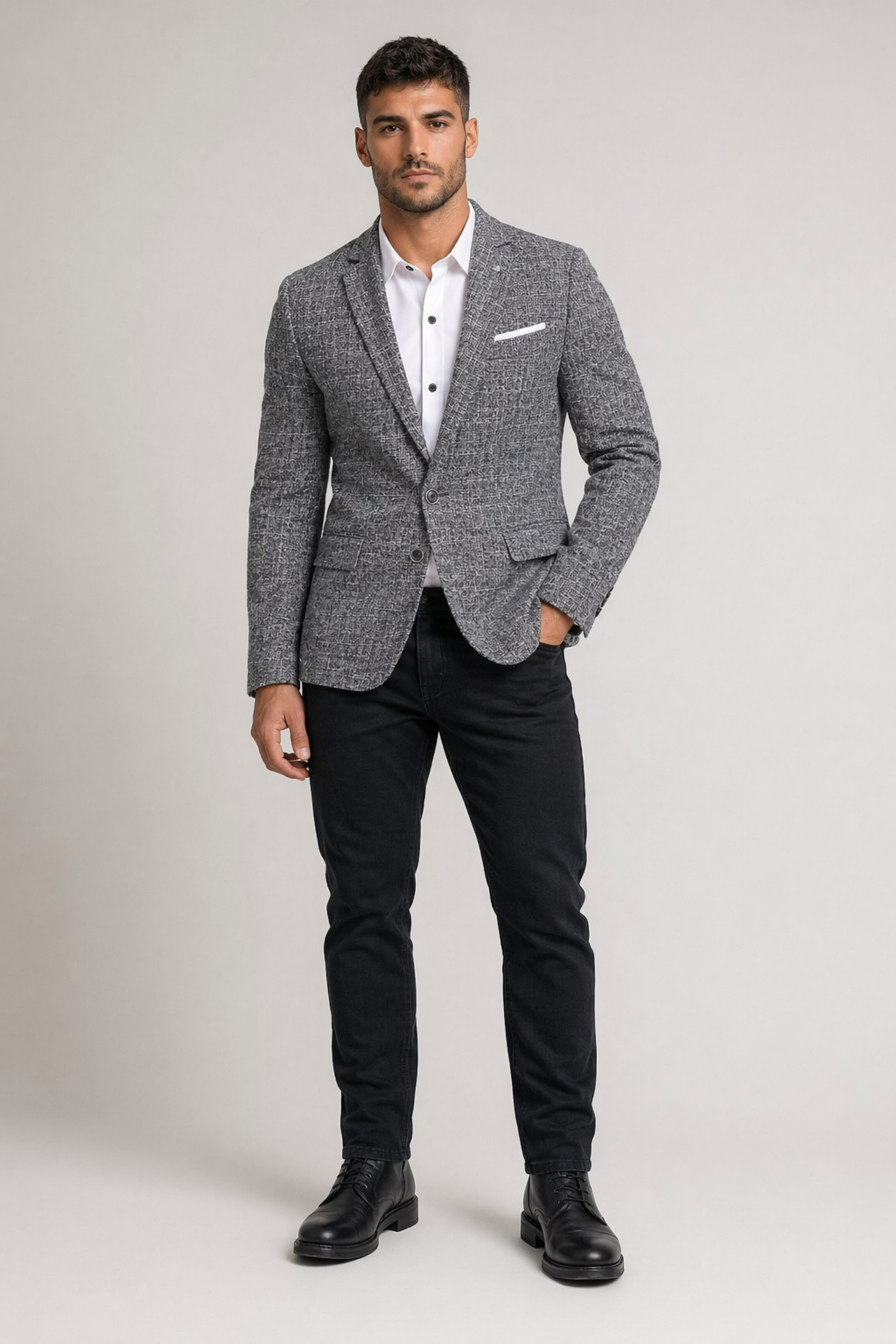 Houndstooth Classic Men's Blazer Gray