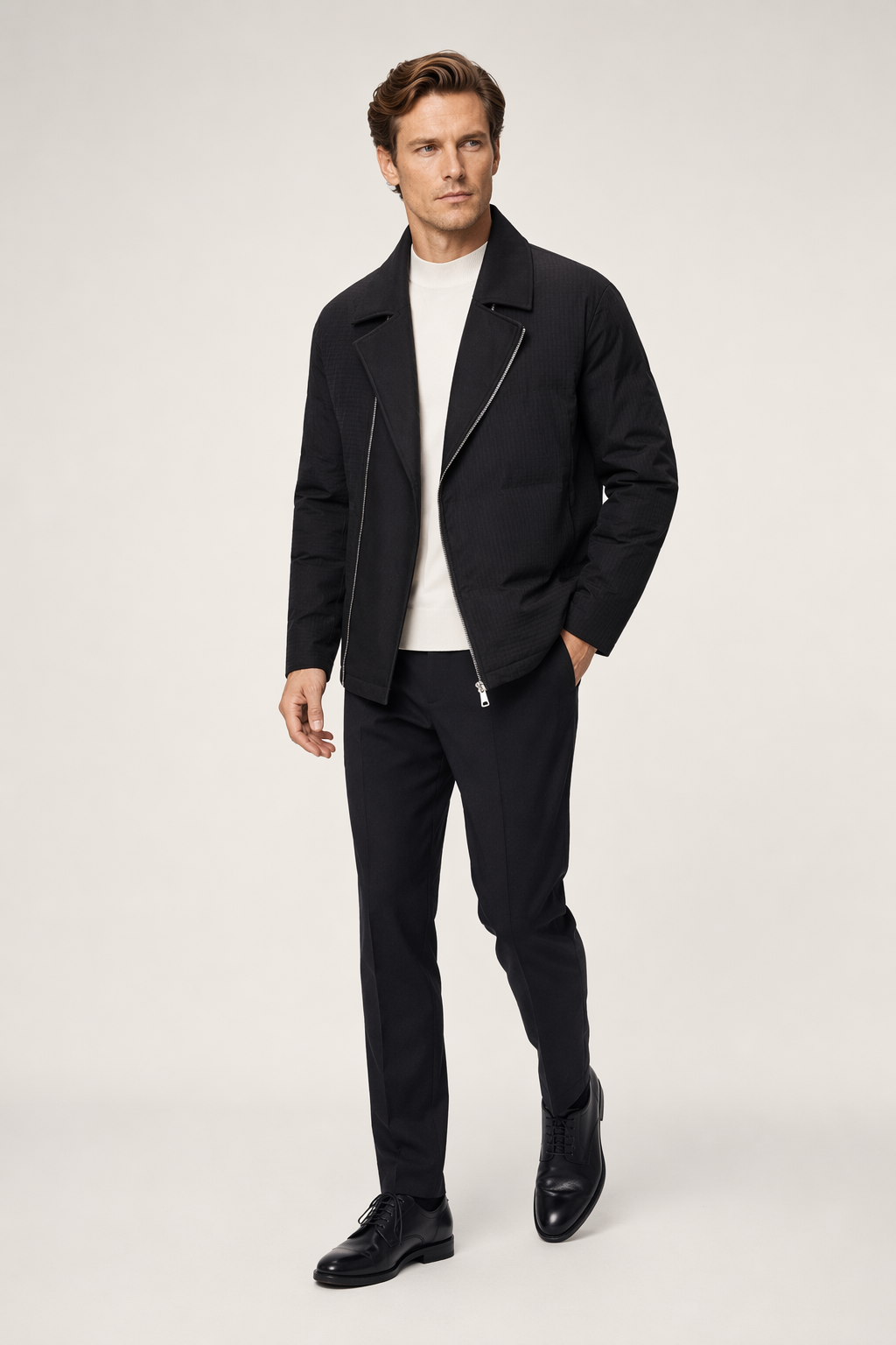 Fold Over Zip Men's Jacket Black