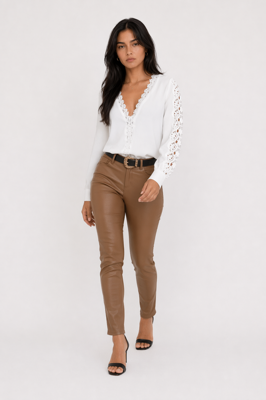 Floral Sleeve Womens V Neck Top Default