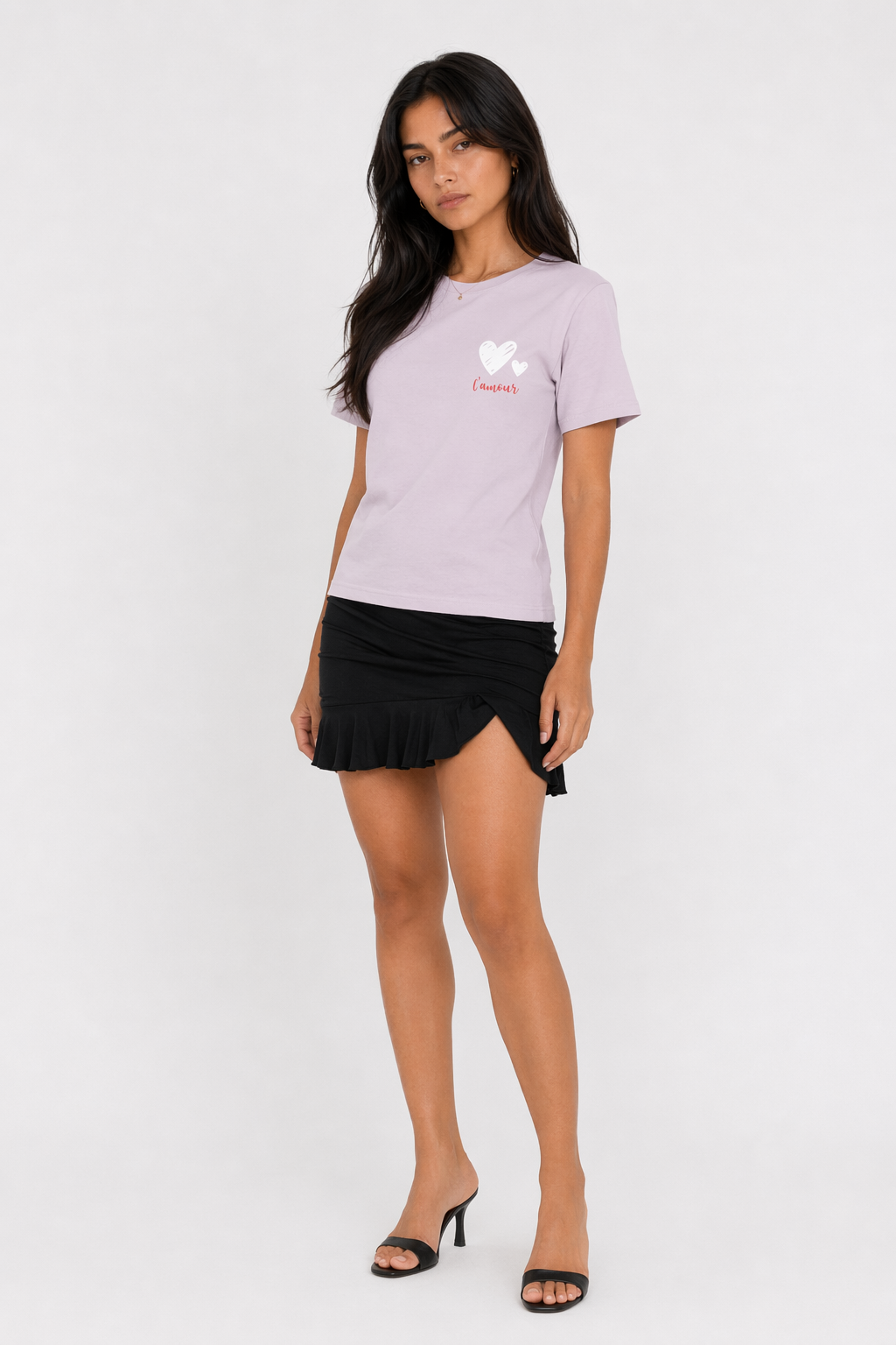 Double Hearts Women's L'amour Ultra Cotton Tee Light Pink