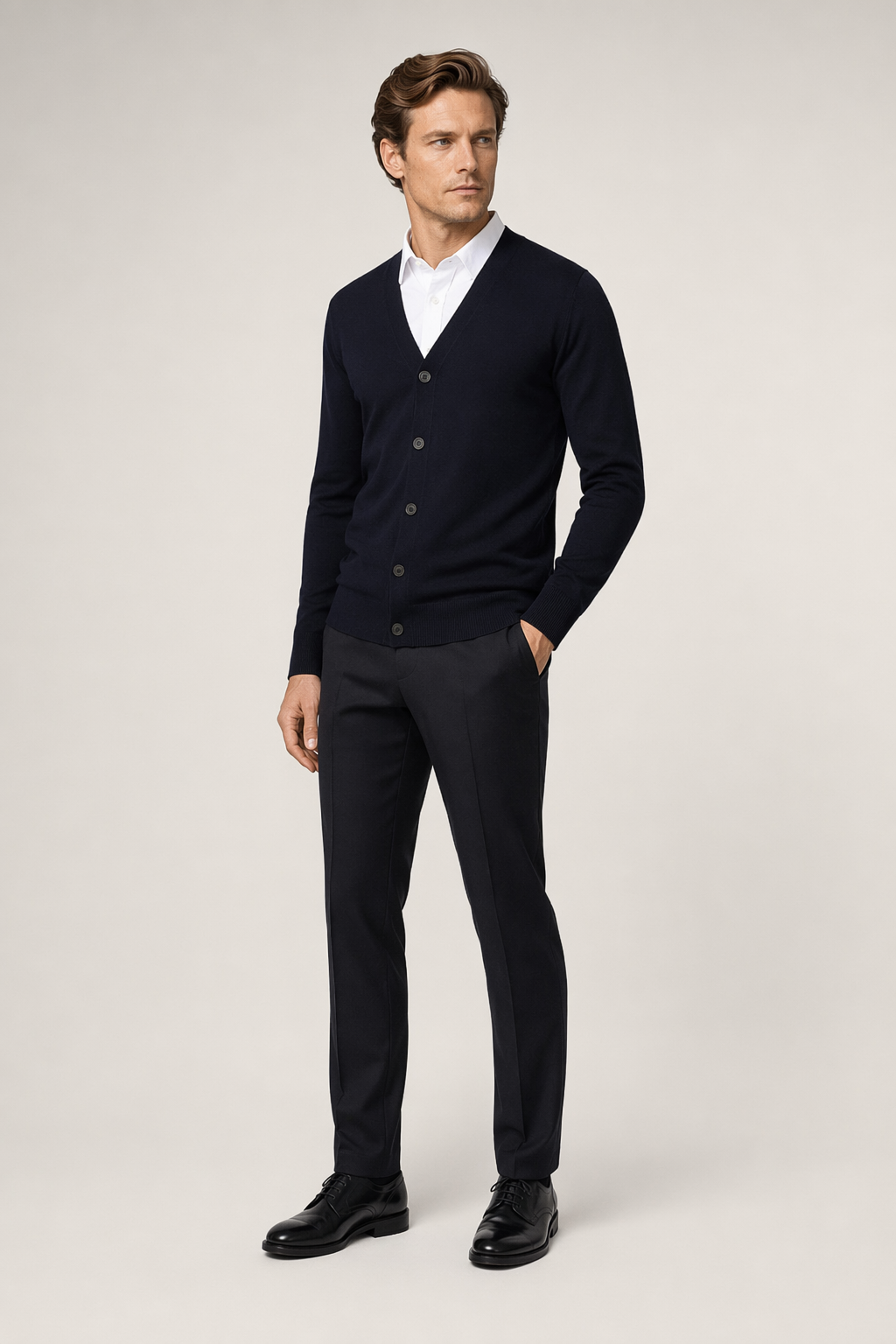 Everyday Men's Knitted Button-Up Cardigan Navy