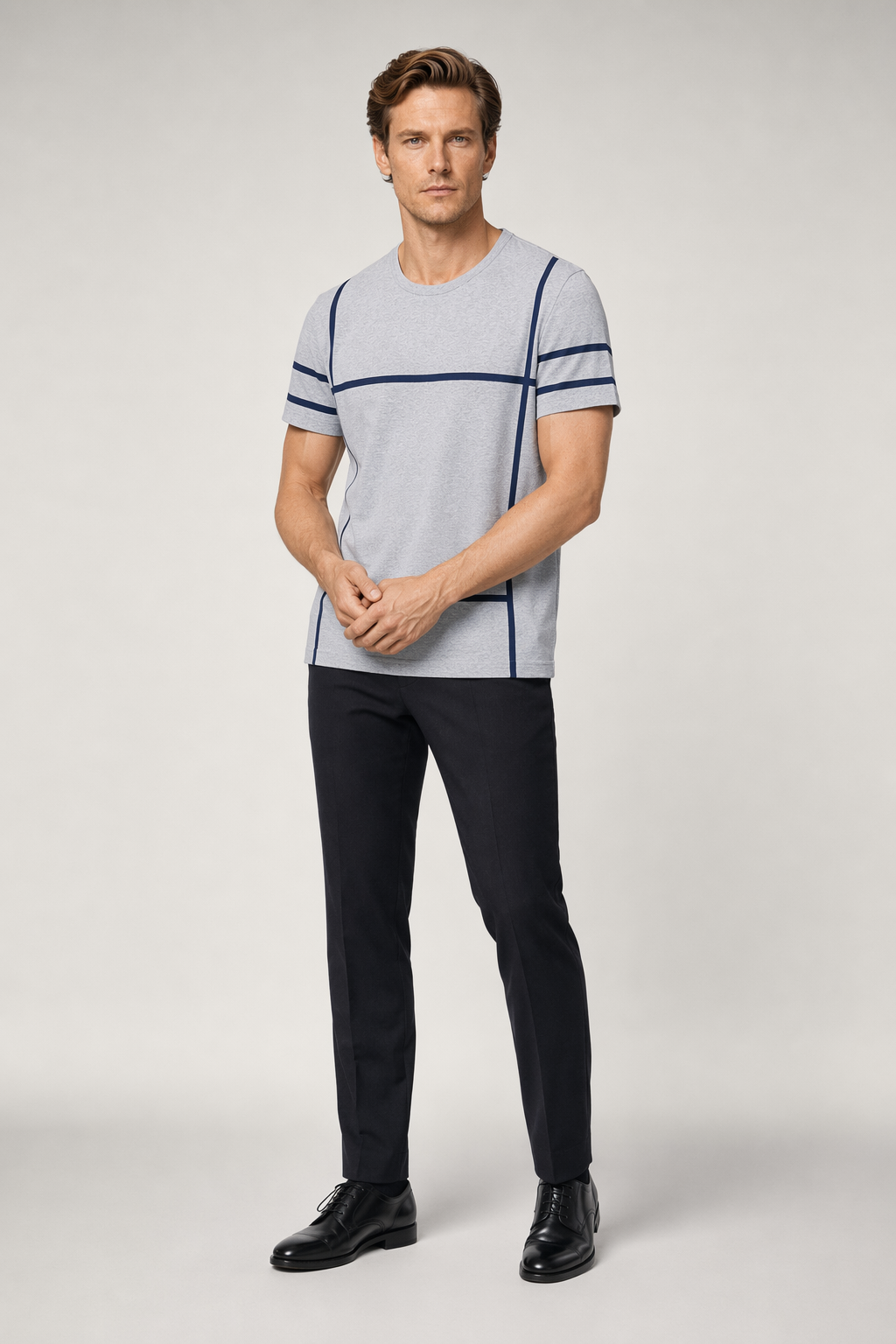 Printed Lines Men's T-Shirt Gray