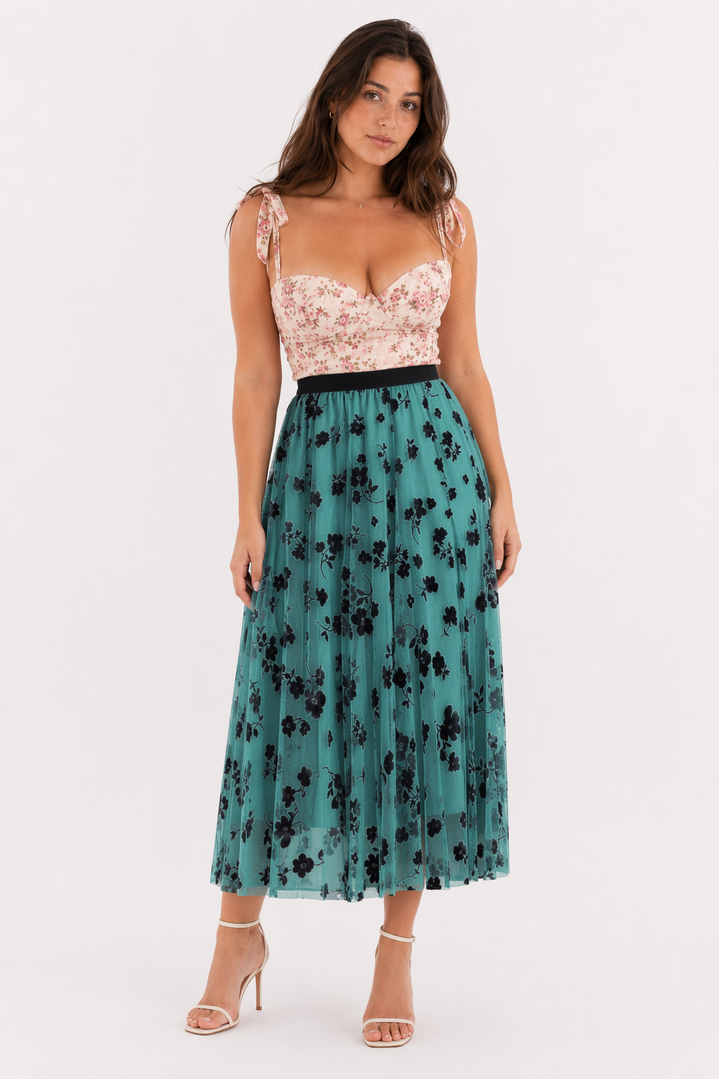 High Waisted Elastic Women's A-Line Skirt Blue