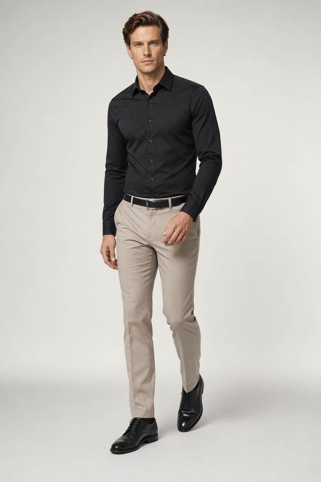 Slim Fit Button-Up Shirt for Men - Stylish and Modern Design Black
