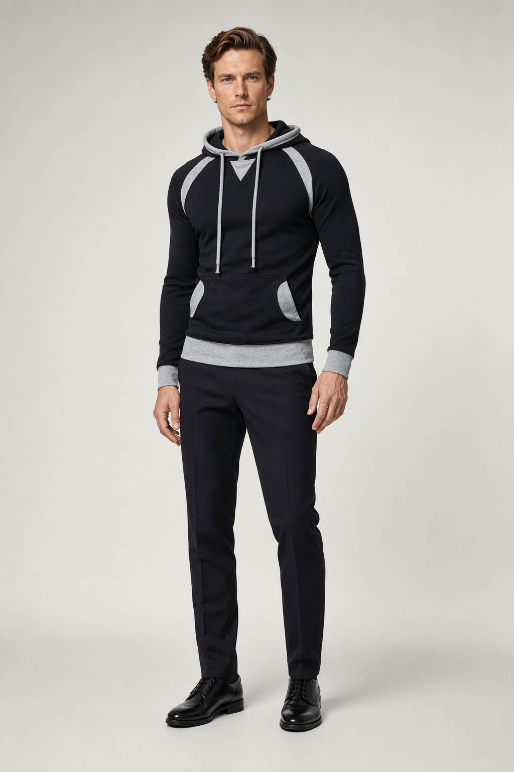 Two-Toned Men's Hoodie featuring Pockets Black