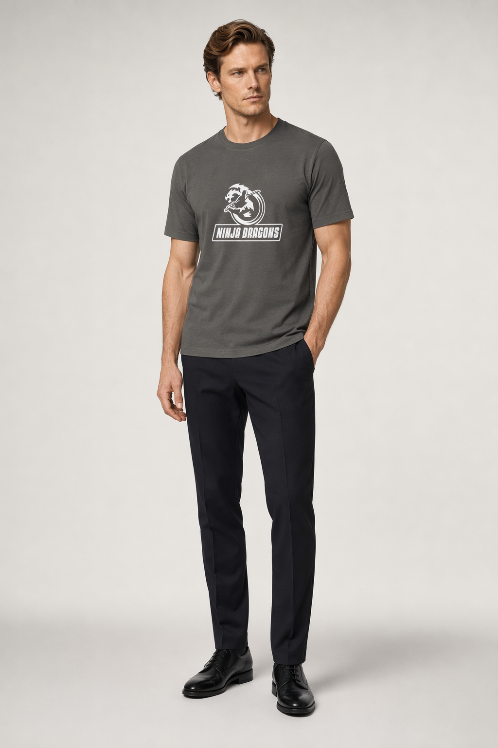 Heavy Cotton Tee - Ninja Dragon Charcoal