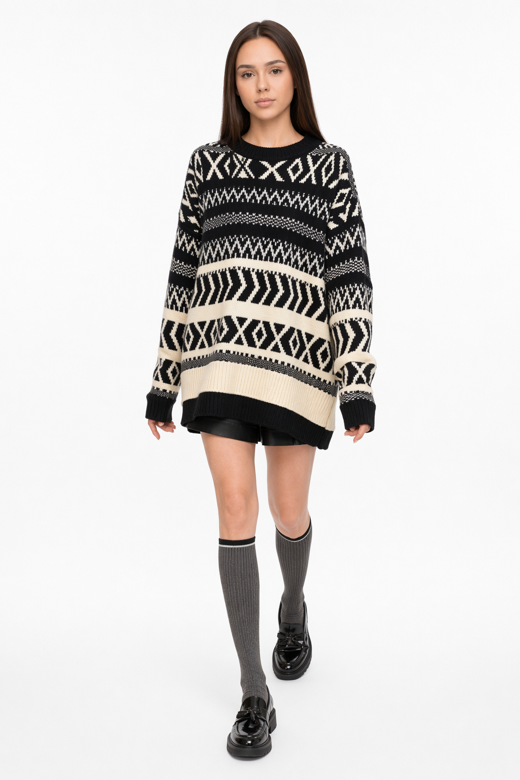 Geo Pattern Women's Round Sweater Default