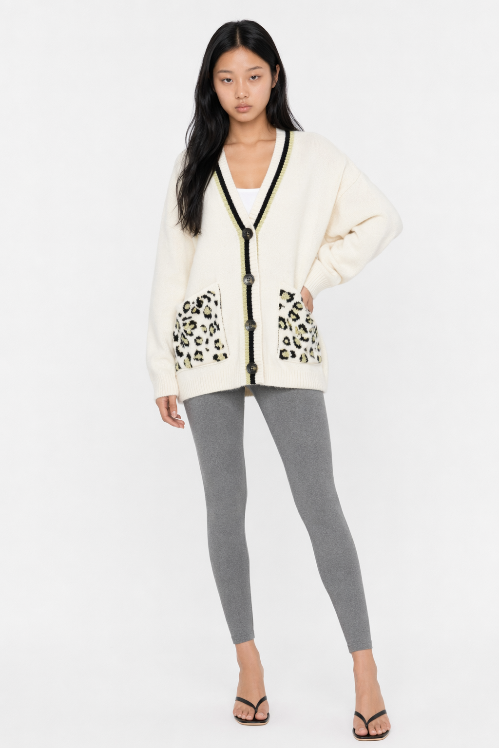 Leopard Print Women's Sweater White