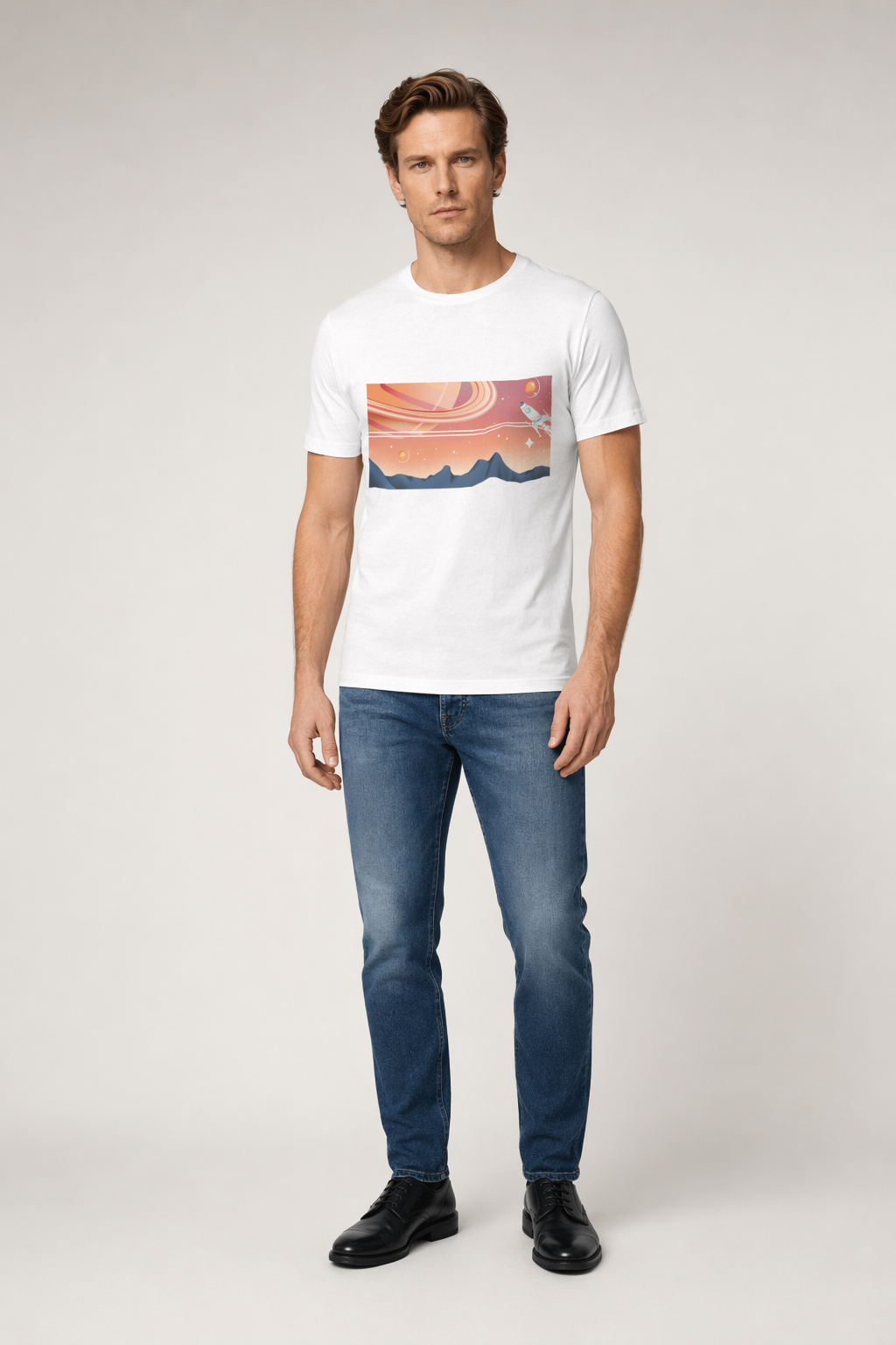 Men's Galactic Block Short-sleeved T-Shirt White