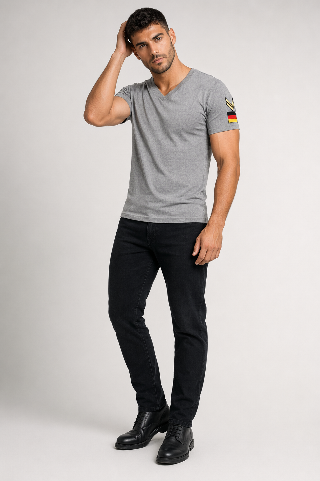 Army Badge Slim Fit Men's Tee Gray
