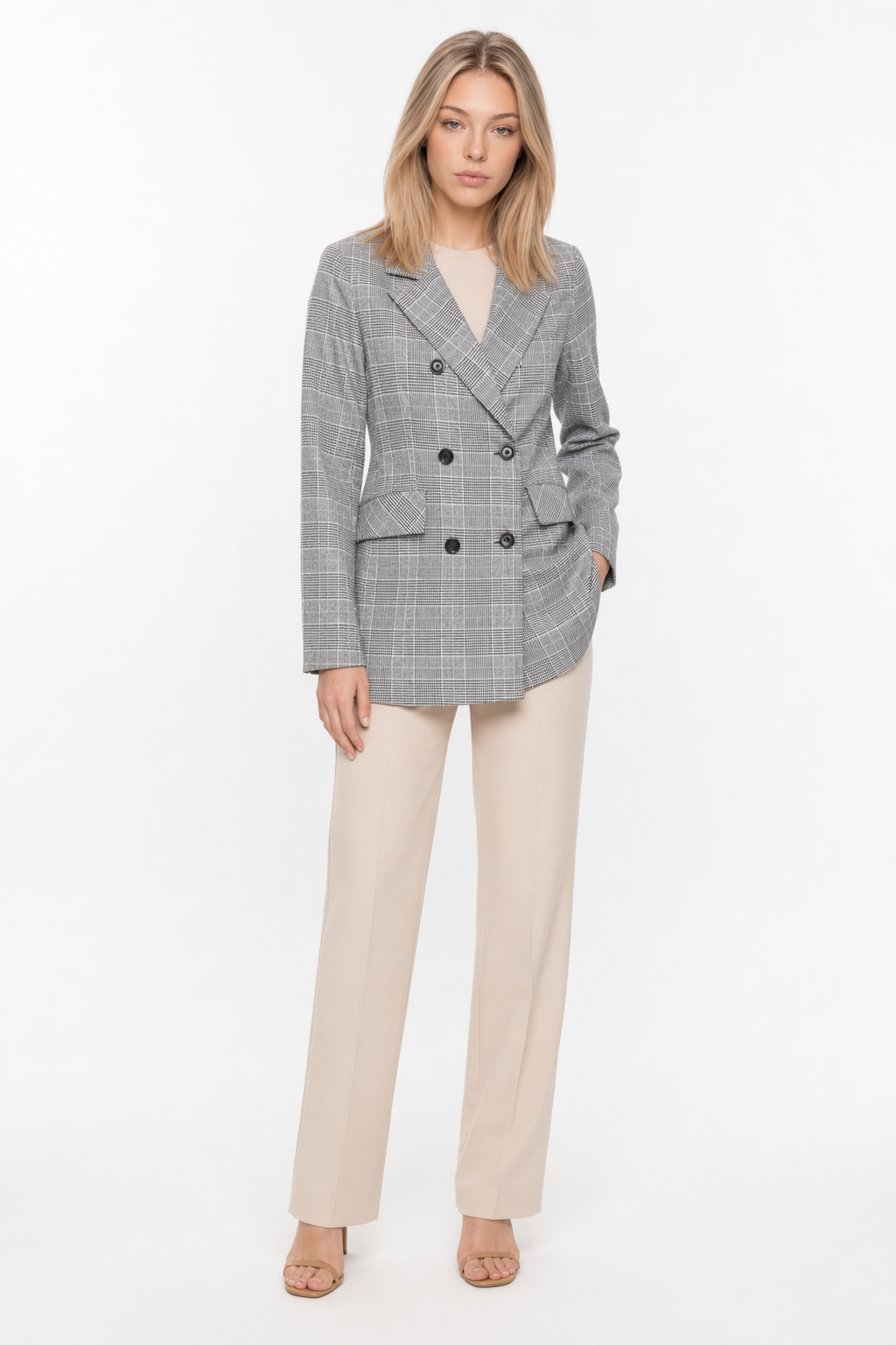 Double Checked Grey Blazer for Women Default